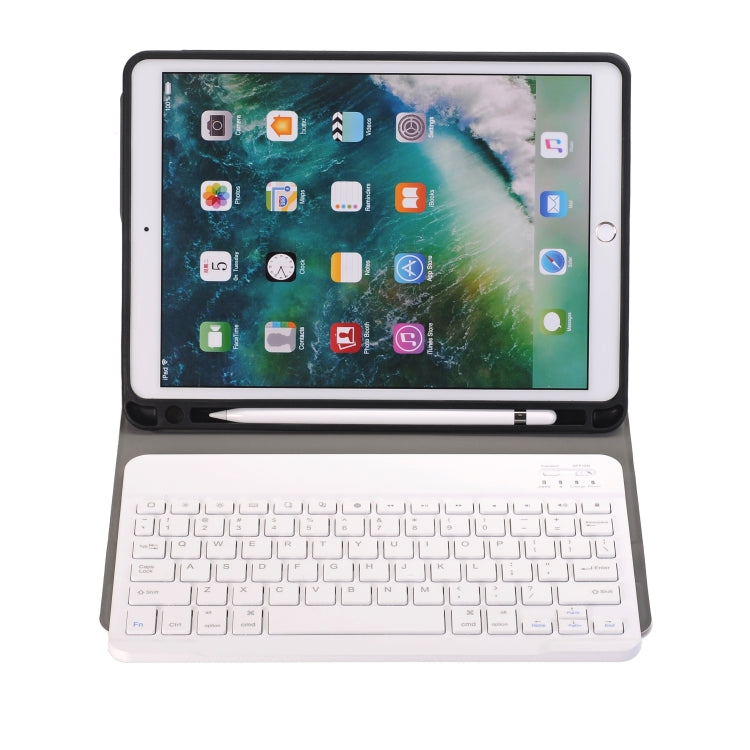 A09B Bluetooth 3.0 Ultra-thin ABS Detachable Bluetooth Keyboard Leather Tablet Case for iPad Air / Pro 10.5 inch (2019), with Pen Slot & Holder (Rose Gold)