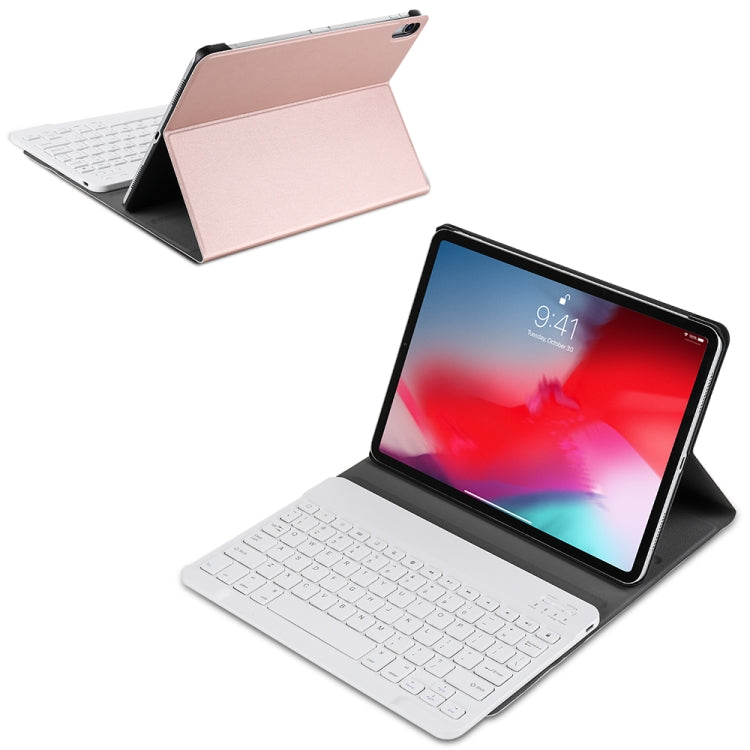 A11 Bluetooth 3.0 Ultra-thin ABS Detachable Bluetooth Keyboard Leather Tablet Case for iPad Air 4 / Air 5 / Pro 11 inch 2022 / 2021 / 2020 / 2018, with Holder (Rose Gold) - For iPad Pro by PMC Jewellery | Online Shopping South Africa | PMC Jewellery | Buy Now Pay Later Mobicred