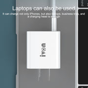 IVON AD48 18W PD Fast Charger + USB-C / Type-C to 8 Pin Data Cable Set, US Plug