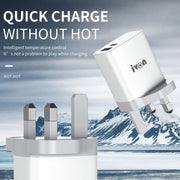 IVON AD52 18W USB-C / Type-C + USB Dual Port PD Fast Charge(UK Plug)