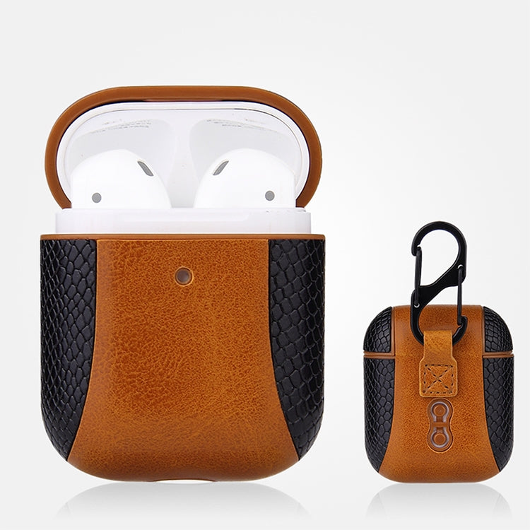 Colour-matching Flip-over Leather Earphones Shockproof Protective Case for Apple AirPods 1 / 2(Brown) - free shipping - PMC TechLife - Order now!