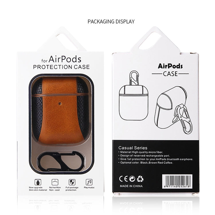 Colour-matching Flip-over Leather Earphones Shockproof Protective Case for Apple AirPods 1 / 2(Brown) - free shipping - PMC TechLife - Order now!
