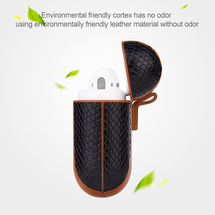 Colour-matching Flip-over Leather Earphones Shockproof Protective Case for Apple AirPods 1 / 2(Brown) - free shipping - PMC TechLife - Order now!