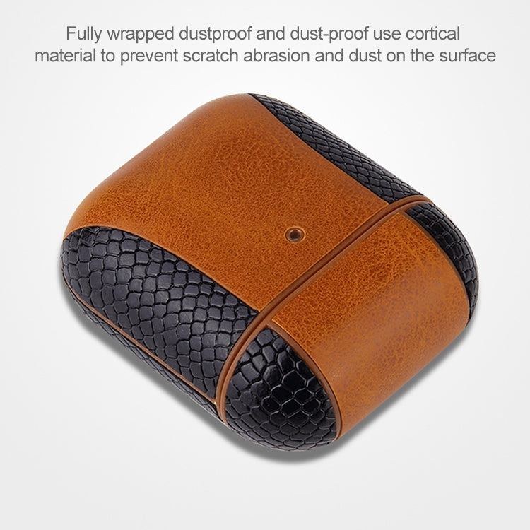 Colour-matching Flip-over Leather Earphones Shockproof Protective Case for Apple AirPods 1 / 2(Brown) - free shipping - PMC TechLife - Order now!