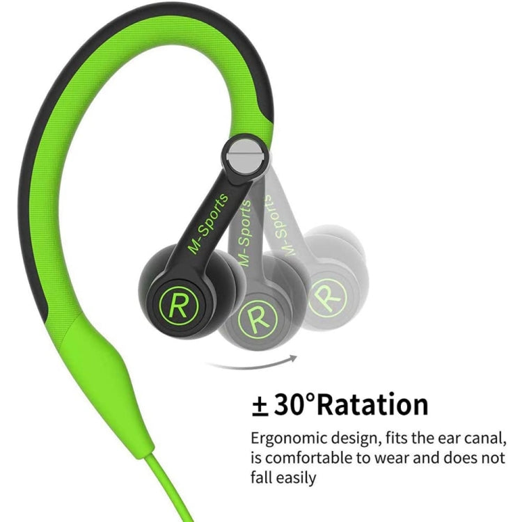 Mucro MB-232 Running In-Ear Sport Earhook Wired Stereo Headphones for Jogging Gym(Green) - Sport Earphone by Mucro | Online Shopping South Africa | PMC TechLife | Buy Now Pay Later Mobicred