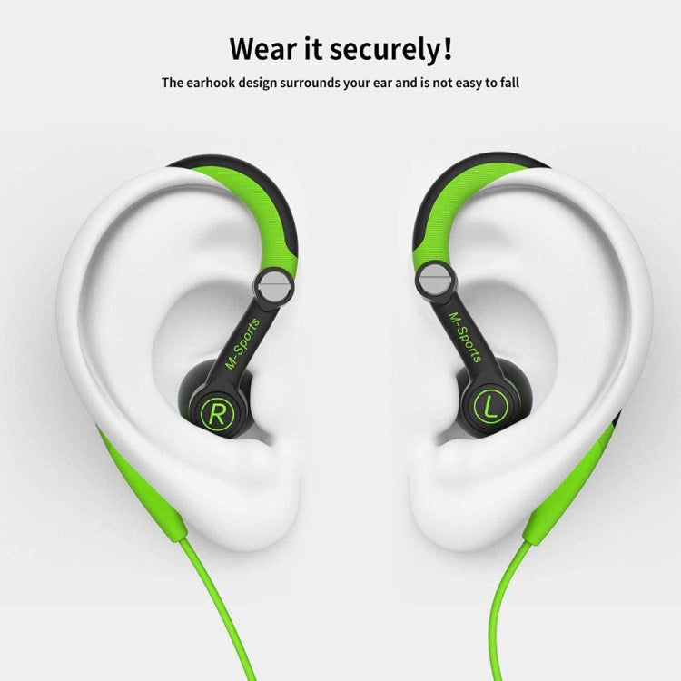 Mucro MB-232 Running In-Ear Sport Earhook Wired Stereo Headphones for Jogging Gym(Green) - Sport Earphone by Mucro | Online Shopping South Africa | PMC Jewellery | Buy Now Pay Later Mobicred