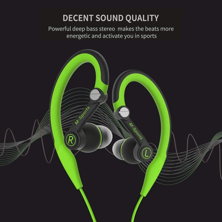 Mucro MB-232 Running In-Ear Sport Earhook Wired Stereo Headphones for Jogging Gym(Green) - Sport Earphone by Mucro | Online Shopping South Africa | PMC Jewellery | Buy Now Pay Later Mobicred