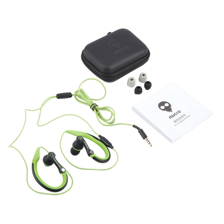 Mucro MB-232 Running In-Ear Sport Earhook Wired Stereo Headphones for Jogging Gym(Green) - Sport Earphone by Mucro | Online Shopping South Africa | PMC Jewellery | Buy Now Pay Later Mobicred