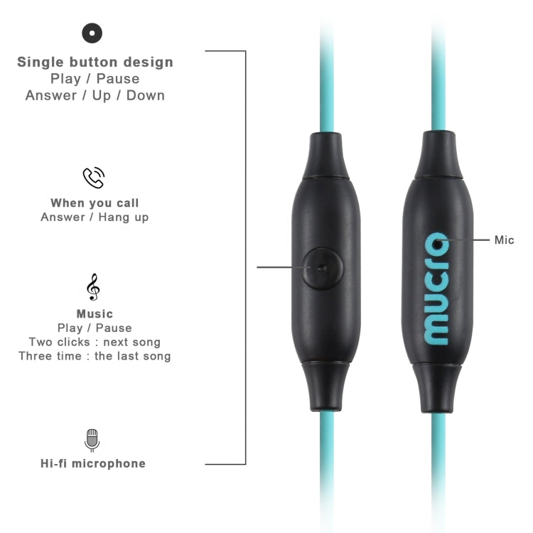 Mucro MB-232 Running In-Ear Sport Earhook Wired Stereo Headphones for Jogging Gym(Blue) - Sport Earphone by Mucro | Online Shopping South Africa | PMC Jewellery | Buy Now Pay Later Mobicred