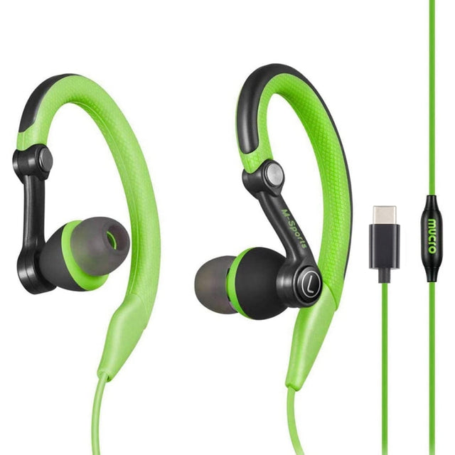 Mucro Type-C Plug In-Ear Sport Earhook Wired Stereo Headphones for Jogging Gym (Green)