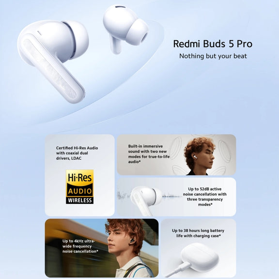 Original Xiaomi Redmi Buds 5 Pro Wireless Bluetooth Earphone (White)