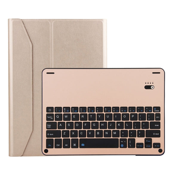 FT-1038B Detachable Bluetooth 3.0 Aluminum Alloy Keyboard + Lambskin Texture Leather Tablet Case for iPad Air / Air 2 / iPad Pro 9.7 inch, with Water Repellent / Three-gear Angle Adjustment / Magnetic / Sleep Function (Gold)