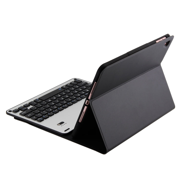 FT-1038E Detachable Bluetooth 3.0 Aluminum Alloy Keyboard + Lambskin Texture Leather Tablet Case for iPad Air / Air 2 / iPad Pro 9.7 inch, with Pen Slot / Water Repellent / Three-gear Angle Adjustment / Magnetic / Sleep Function (Black Silver)