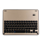 FT-1038E Detachable Bluetooth 3.0 Aluminum Alloy Keyboard + Lambskin Texture Leather Tablet Case for iPad Air / Air 2 / iPad Pro 9.7 inch, with Pen Slot / Water Repellent / Three-gear Angle Adjustment / Magnetic / Sleep Function (Gold)
