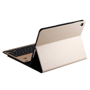 FT-1038E Detachable Bluetooth 3.0 Aluminum Alloy Keyboard + Lambskin Texture Leather Tablet Case for iPad Air / Air 2 / iPad Pro 9.7 inch, with Pen Slot / Water Repellent / Three-gear Angle Adjustment / Magnetic / Sleep Function (Gold)