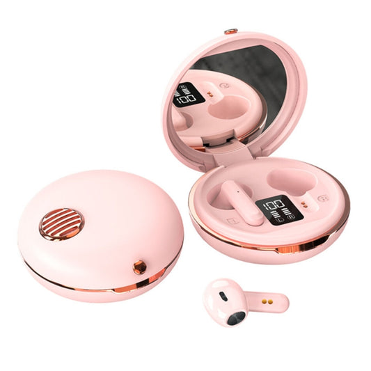 HXSJ Air-S28 TWS Bluetooth 5.3 True Wireless HiFi Stereo Make-up Mirror Earphones with Charging Case (Pink) - free shipping - PMC Jewellery - Order now!
