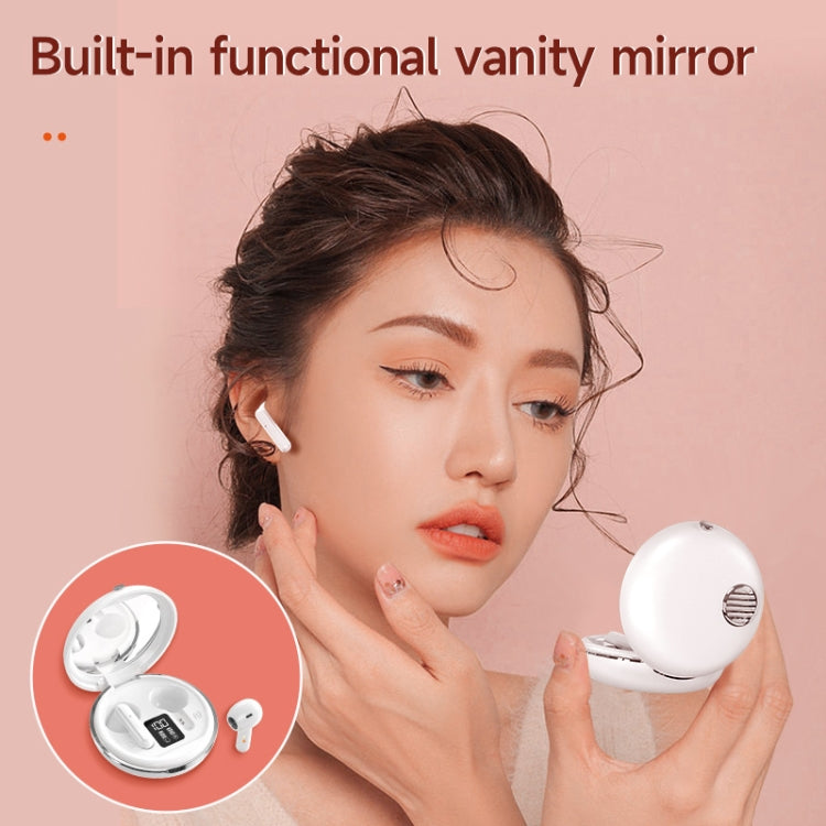 HXSJ Air-S28 TWS Bluetooth 5.3 True Wireless HiFi Stereo Make-up Mirror Earphones with Charging Case (Pink)