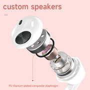 HXSJ Air-S28 TWS Bluetooth 5.3 True Wireless HiFi Stereo Make-up Mirror Earphones with Charging Case (Pink)