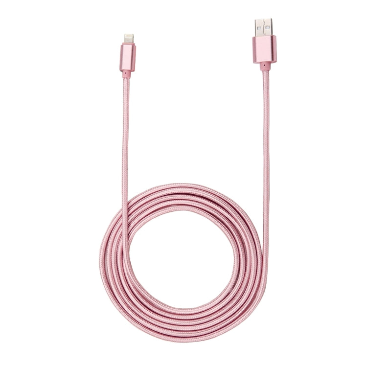 2m Woven Style Metal Head 84 Cores 8 Pin to USB 2.0 Data / Charger Cable(Rose Gold)