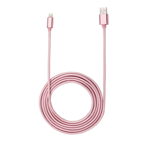 1m Woven Style Metal Head 84 Cores 8 Pin to USB 2.0 Data / Charger Cable(Rose Gold)