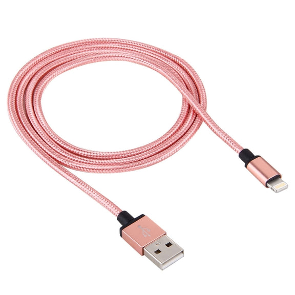 1m Woven Style Metal Head 58 Cores 8 Pin to USB 2.0 Data / Charger Cable(Magenta)