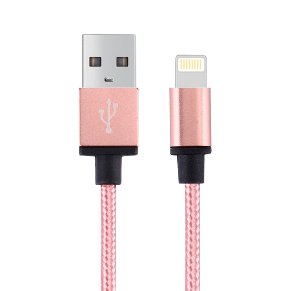 1m Woven Style Metal Head 58 Cores 8 Pin to USB 2.0 Data / Charger Cable(Magenta)