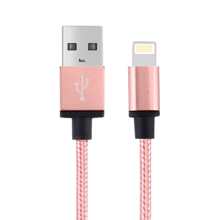 1m Woven Style Metal Head 58 Cores 8 Pin to USB 2.0 Data / Charger Cable(Magenta)