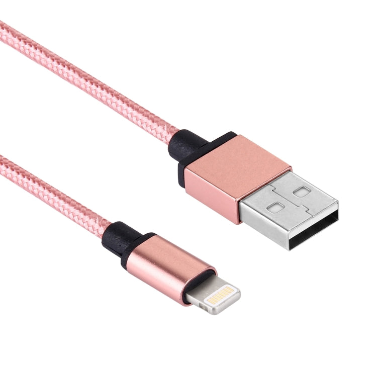 1m Woven Style Metal Head 58 Cores 8 Pin to USB 2.0 Data / Charger Cable(Magenta)