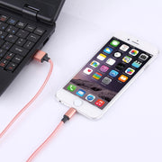 1m Woven Style Metal Head 58 Cores 8 Pin to USB 2.0 Data / Charger Cable(Magenta)