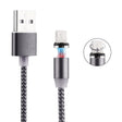 360 Degree Rotation 8 Pin to USB 2.0 Weave Style Magnetic Charging Cable with LED Indicator, Cable Length: 1m(Grey) - Charging Cable & Head by PMC TechLife | Online Shopping South Africa | PMC TechLife | Buy Now Pay Later Mobicred