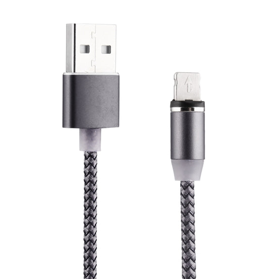 360 Degree Rotation 8 Pin to USB 2.0 Weave Style Magnetic Charging Cable with LED Indicator, Cable Length: 1m(Grey)