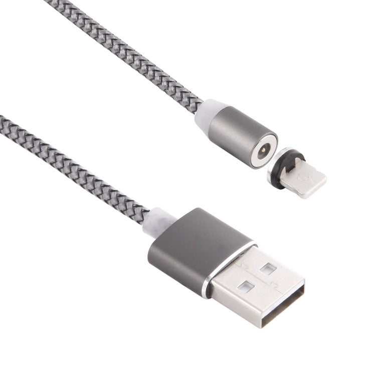 360 Degree Rotation 8 Pin to USB 2.0 Weave Style Magnetic Charging Cable with LED Indicator, Cable Length: 1m(Grey)