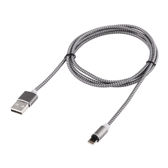 360 Degree Rotation 8 Pin to USB 2.0 Weave Style Magnetic Charging Cable with LED Indicator, Cable Length: 1m(Grey)