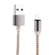 360 Degree Rotation 8 Pin to USB 2.0 Weave Style Magnetic Charging Cable with LED Indicator, Cable Length: 1m(Gold)