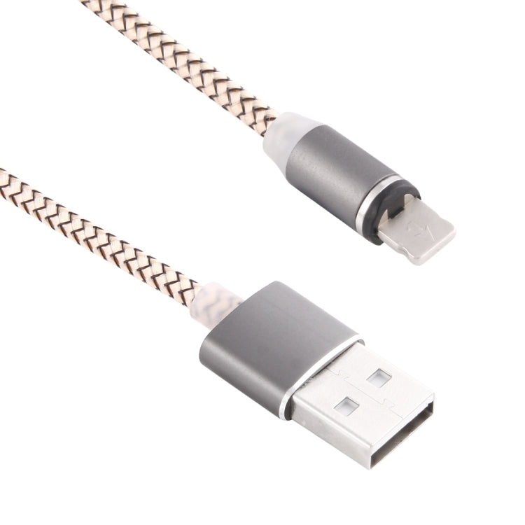 360 Degree Rotation 8 Pin to USB 2.0 Weave Style Magnetic Charging Cable with LED Indicator, Cable Length: 1m(Gold)