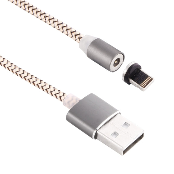 360 Degree Rotation 8 Pin to USB 2.0 Weave Style Magnetic Charging Cable with LED Indicator, Cable Length: 1m(Gold)