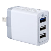 3 USB Ports (3A + 2.4A + 2.4A) Quick Charger QC 3.0 Travel Charger, US Plug, For iPhone, iPad, Samsung, HTC, Sony, Nokia, LG and other Smartphones