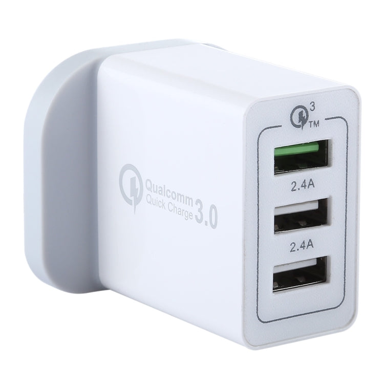 3 USB Ports (3A + 2.4A + 2.4A) Quick Charger QC 3.0 Travel Charger, UK Plug, For iPhone, iPad, Samsung, HTC, Sony, Nokia, LG and other Smartphones - USB Charger by PMC TechLife | Online Shopping South Africa | PMC TechLife | Buy Now Pay Later Mobicred