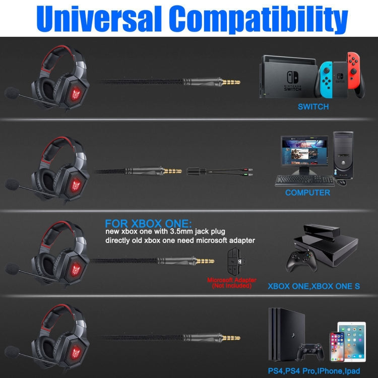 ONIKUMA K8 Over Ear Bass Stereo Surround Gaming Headphone with Microphone & RGB Color Changing Lights(Black) - free shipping - PMC Jewellery - Order now!
