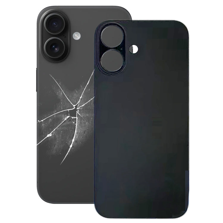 For iPhone 16 Easy Replacement Big Camera Hole Glass Back Battery Cover(Black) - free shipping - PMC Jewellery - Order now!