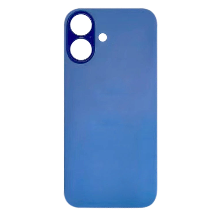 For iPhone 16 Easy Replacement Big Camera Hole Glass Back Battery Cover(Blue)