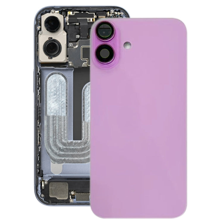 For iPhone 16 Plus Battery Back Cover with Camera Lens Cover(Pink) - Back Cover by PMC TechLife | Online Shopping South Africa | PMC TechLife | Buy Now Pay Later Mobicred