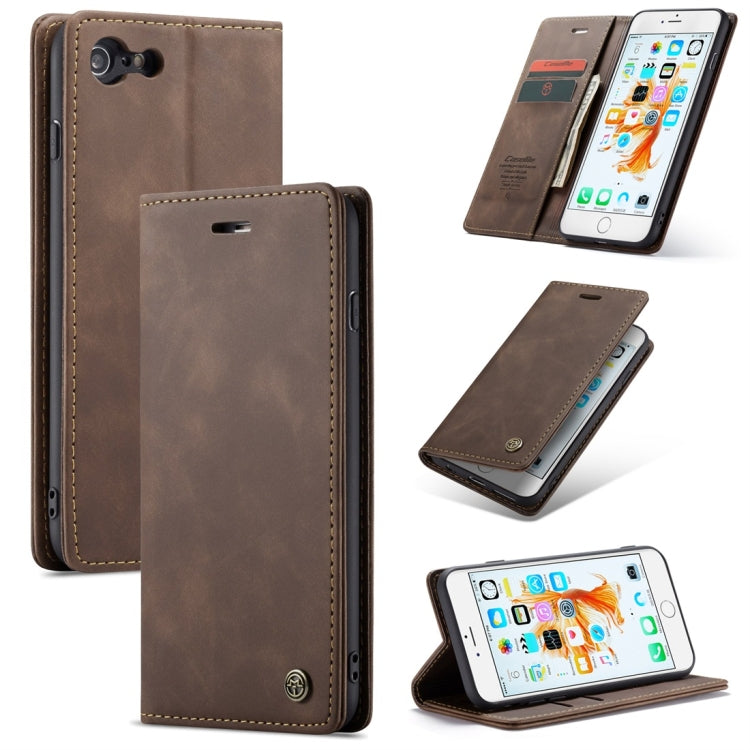 CaseMe-013 Multifunctional Retro Frosted Horizontal Flip Leather Case for iPhone 6 Plus / 6s Plus, with Card Slot & Holder & Wallet(Coffee) - free shipping - PMC Jewellery - Order now!