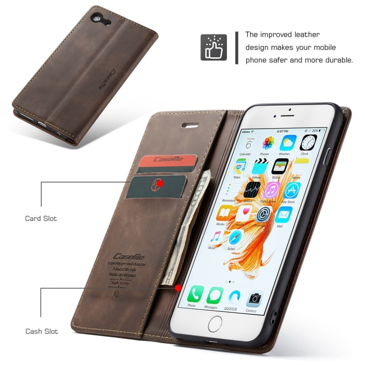 CaseMe-013 Multifunctional Retro Frosted Horizontal Flip Leather Case for iPhone 6 Plus / 6s Plus, with Card Slot & Holder & Wallet(Coffee) - free shipping - PMC Jewellery - Order now!
