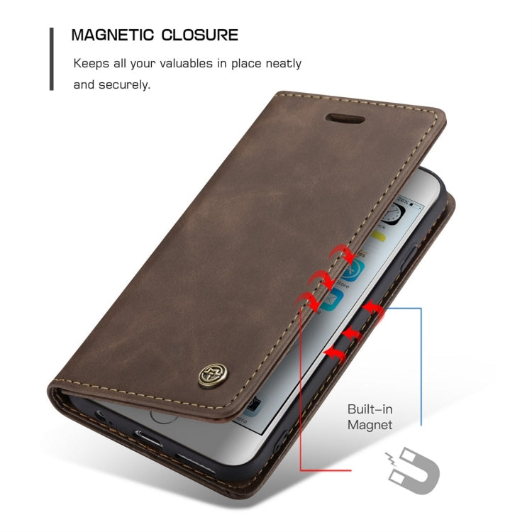 CaseMe-013 Multifunctional Retro Frosted Horizontal Flip Leather Case for iPhone 6 Plus / 6s Plus, with Card Slot & Holder & Wallet(Coffee) - free shipping - PMC Jewellery - Order now!