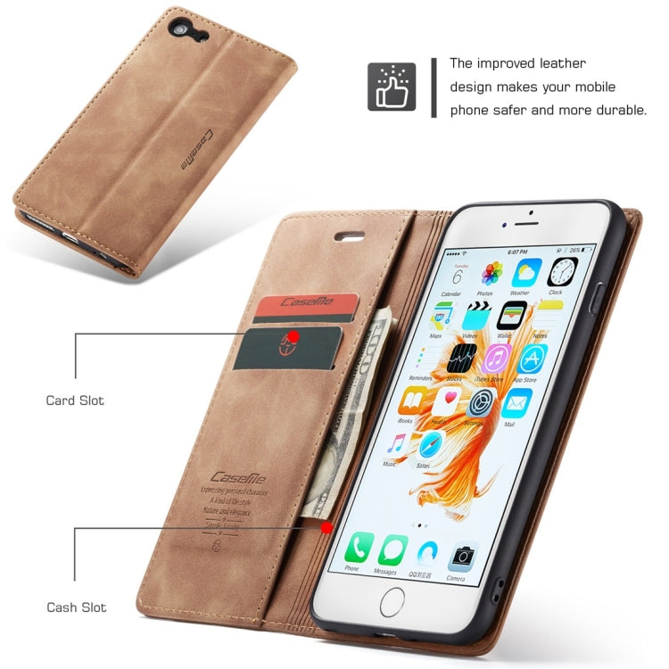 CaseMe-013 Multifunctional Retro Frosted Horizontal Flip Leather Case for iPhone 6 Plus / 6s Plus, with Card Slot & Holder & Wallet(Brown)