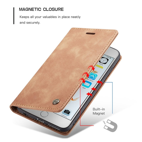 CaseMe-013 Multifunctional Retro Frosted Horizontal Flip Leather Case for iPhone 6 Plus / 6s Plus, with Card Slot & Holder & Wallet(Brown)