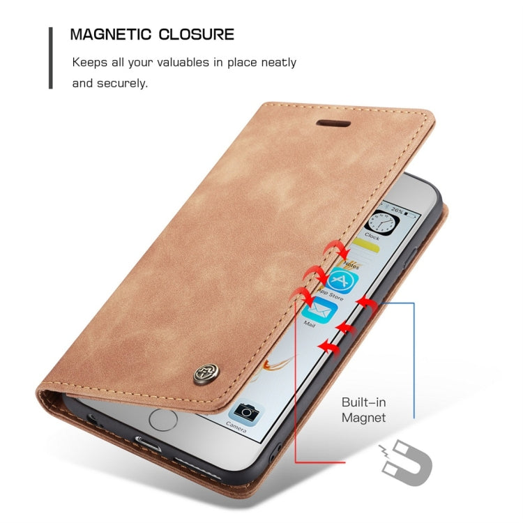 CaseMe-013 Multifunctional Retro Frosted Horizontal Flip Leather Case for iPhone 6 Plus / 6s Plus, with Card Slot & Holder & Wallet(Brown)