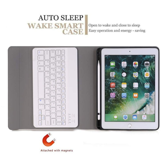 Detachable Bluetooth Keyboard + Horizontal Flip Leather Tablet Case with Holder & Pencil Holder for iPad Pro 9.7 inch, iPad Air, iPad Air 2, iPad 9.7 inch (2017), iPad 9.7 inch (2018) (Gold)