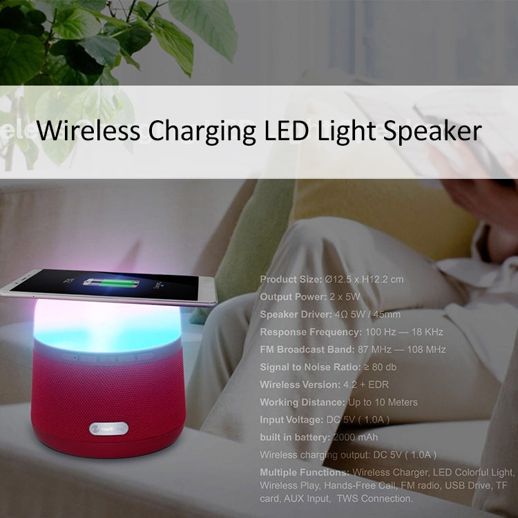 NewRixing NR-3500 Multi-function Atmosphere Light Wireless Charging Bluetooth Speaker with Hands-free Call Function, Support TF Card & USB & FM & AUX (Red) - free shipping - PMC Jewellery - Order now!
